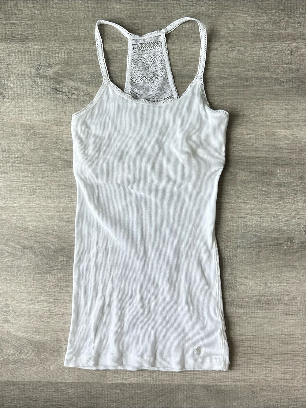 Y2K Aeropostale White Lace-Back Racerback Tank Top